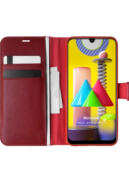 Samsung Galaxy M31 Kılıf Delux Leather Wallet Kırmızı