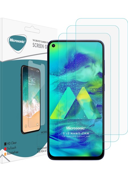 Samsung Galaxy M40 Ekran Koruyucu Nano Glass (3 Pack) Şeffaf