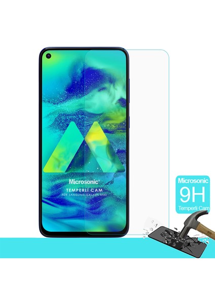 Samsung Galaxy M40 Tempered Glass Ekran Koruyucu Şeffaf