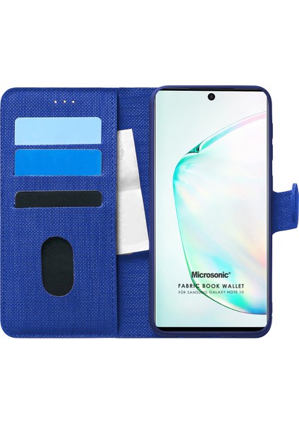 Samsung Galaxy Note 10 Kılıf Fabric Book Wallet Lacivert