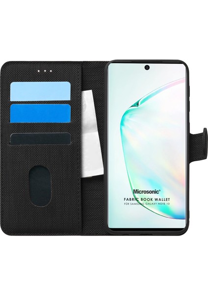 Samsung Galaxy Note 10 Kılıf Fabric Book Wallet Siyah