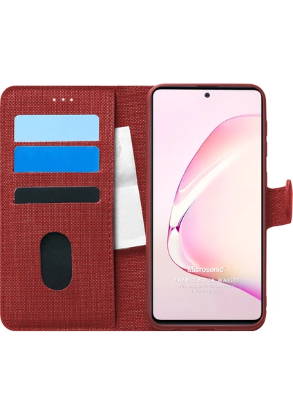 Samsung Galaxy Note 10 Lite Kılıf Fabric Book Wallet Kırmızı