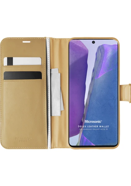 Samsung Galaxy Note 20 Kılıf Delux Leather Wallet Gold