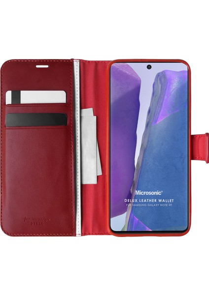Samsung Galaxy Note 20 Kılıf Delux Leather Wallet Kırmızı