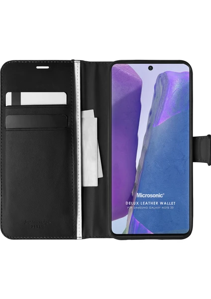 Samsung Galaxy Note 20 Kılıf Delux Leather Wallet Siyah