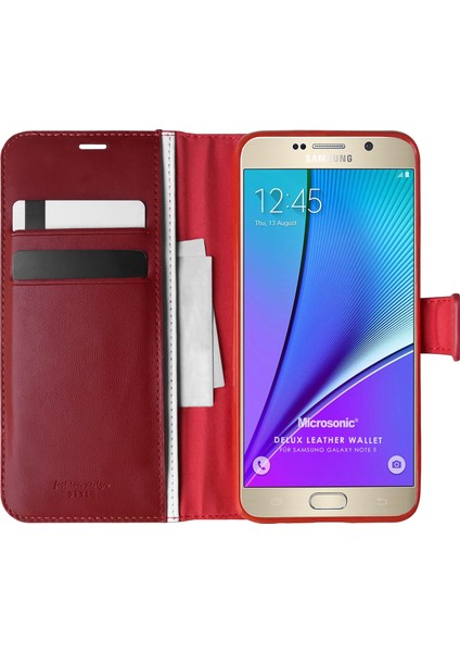 Samsung Galaxy Note 5 Kılıf Delux Leather Wallet Kırmızı