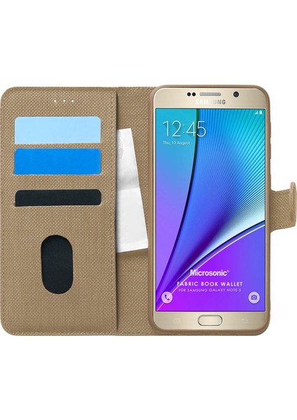 Samsung Galaxy Note 5 Kılıf Fabric Book Wallet Gold