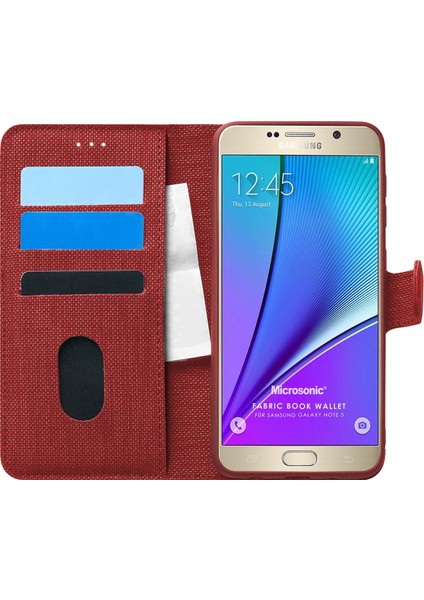 Samsung Galaxy Note 5 Kılıf Fabric Book Wallet Kırmızı