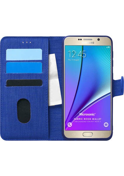 Samsung Galaxy Note 5 Kılıf Fabric Book Wallet Lacivert