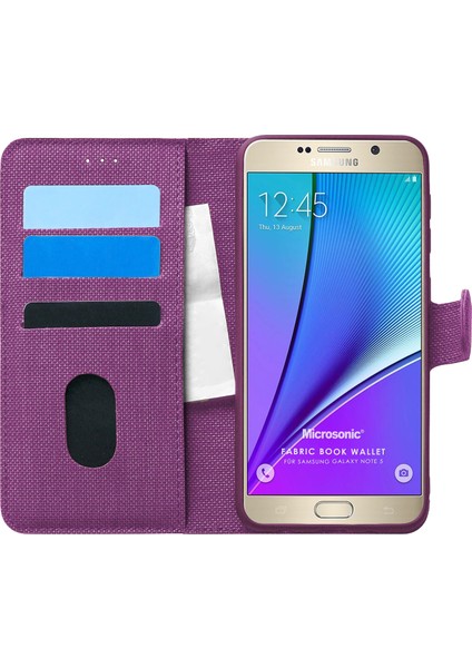 Samsung Galaxy Note 5 Kılıf Fabric Book Wallet Mor