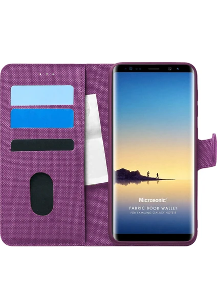 Samsung Galaxy Note 8 Kılıf Fabric Book Wallet Mor