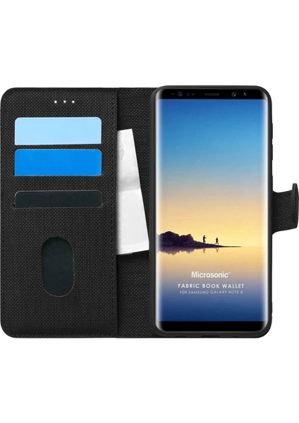 Samsung Galaxy Note 8 Kılıf Fabric Book Wallet Siyah