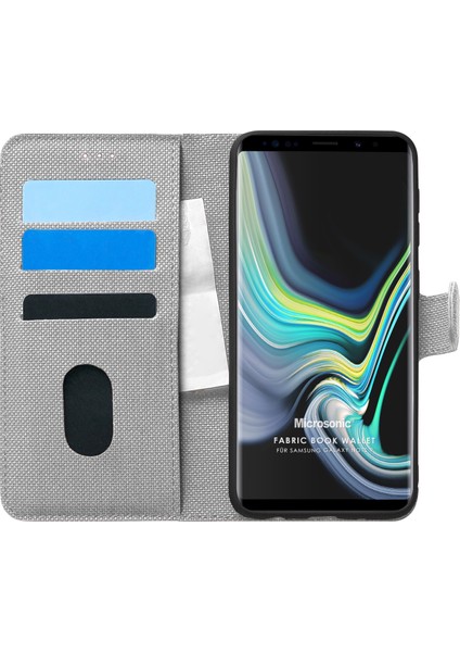 Samsung Galaxy Note 9 Kılıf Fabric Book Wallet Gri