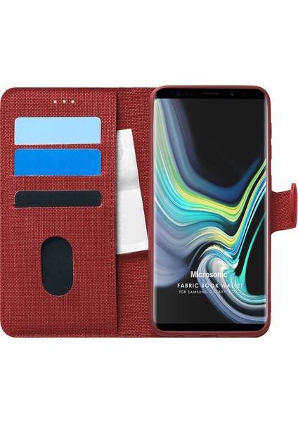 Samsung Galaxy Note 9 Kılıf Fabric Book Wallet Kırmızı