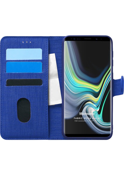 Samsung Galaxy Note 9 Kılıf Fabric Book Wallet Lacivert