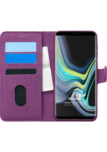 Samsung Galaxy Note 9 Kılıf Fabric Book Wallet Mor