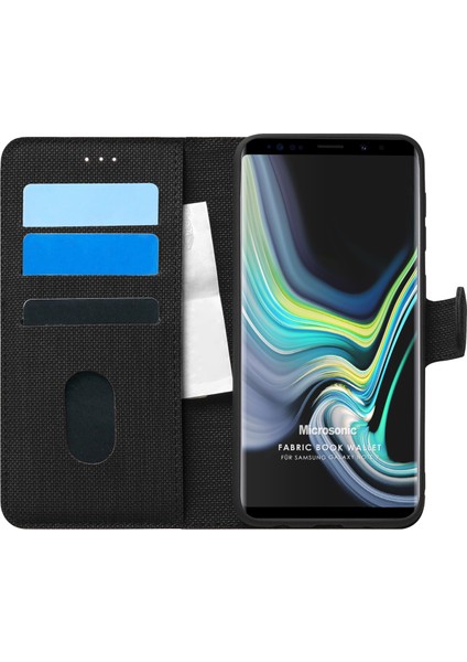 Samsung Galaxy Note 9 Kılıf Fabric Book Wallet Siyah