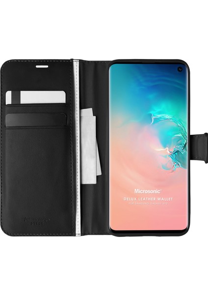 Samsung Galaxy S10 Kılıf Delux Leather Wallet Siyah