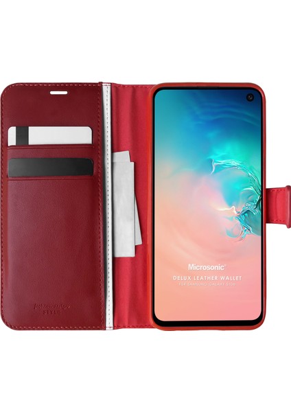 Samsung Galaxy S10e Kılıf Delux Leather Wallet Kırmızı