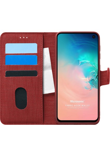 Samsung Galaxy S10E Kılıf Fabric Book Wallet Kırmızı