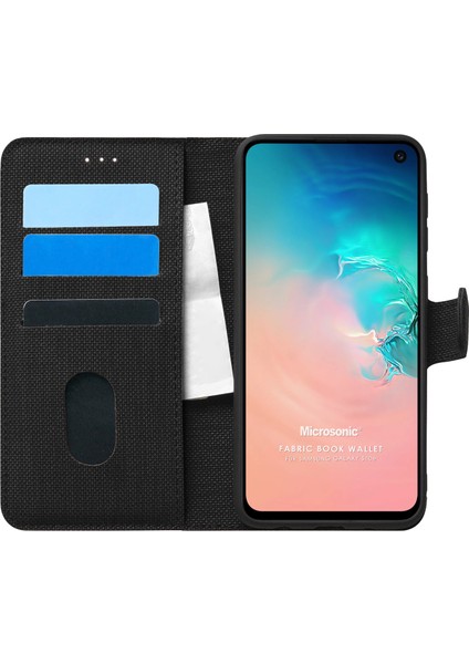 Samsung Galaxy S10E Kılıf Fabric Book Wallet Siyah