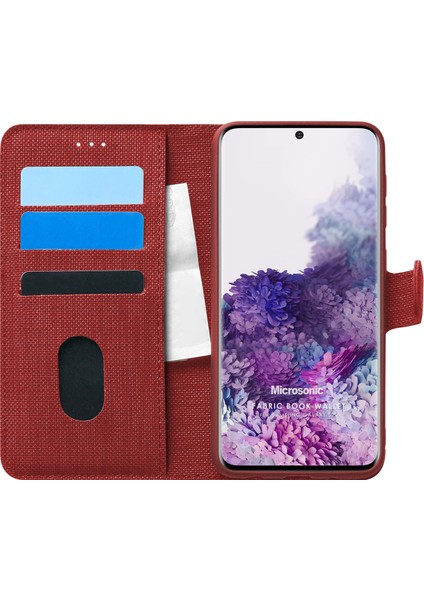 Samsung Galaxy S20 Kılıf Fabric Book Wallet Kırmızı