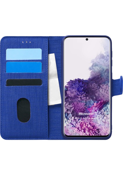 Samsung Galaxy S20 Kılıf Fabric Book Wallet Lacivert