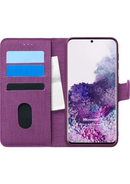 Samsung Galaxy S20 Kılıf Fabric Book Wallet Mor