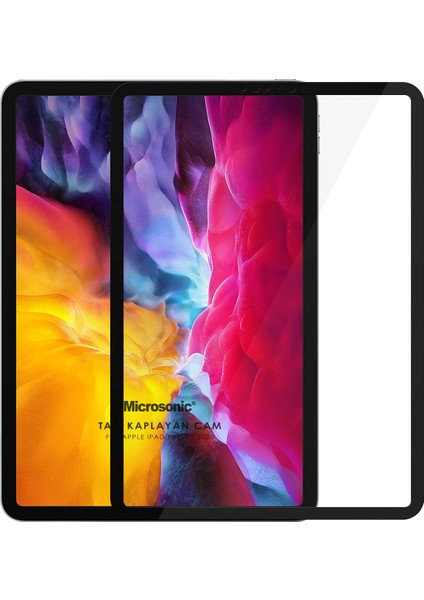 Apple iPad Pro 11'' 2020 2.Nesil (A2228-A2068-A2230) Tam Kaplayan Temperli Cam Ekran Koruyucu Siyah