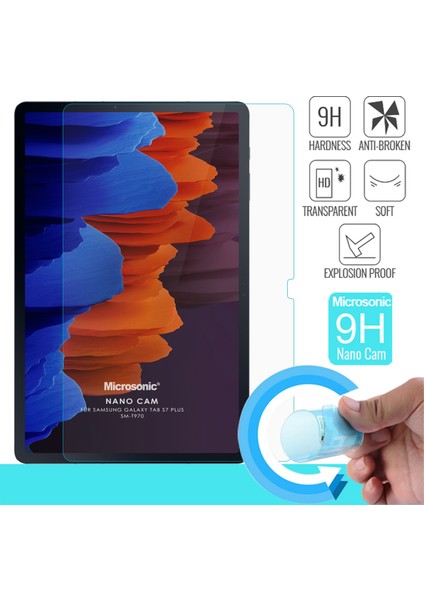 Samsung Galaxy Tab S7 Plus T970 Nano Glass Ekran Koruyucu Şeffaf