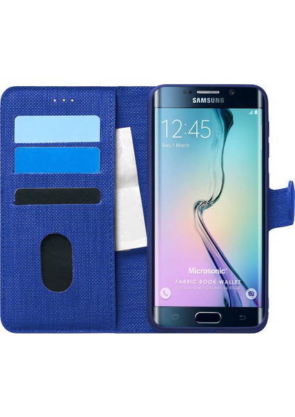 Samsung Galaxy S6 Edge Kılıf Fabric Book Wallet Lacivert