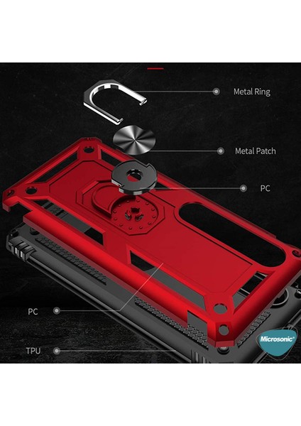 Xiaomi Mi 10 Kılıf Military Ring Holder Gümüş