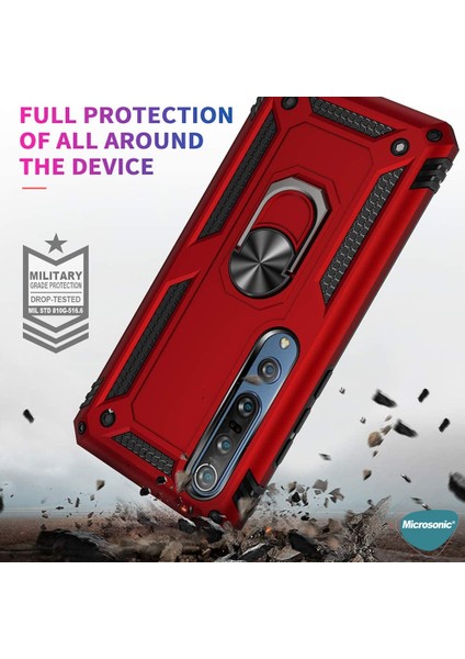 Xiaomi Mi 10 Pro Kılıf Military Ring Holder Kırmızı modelleri