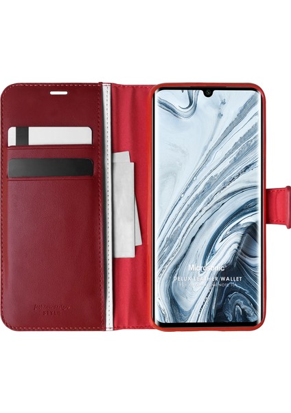 Xiaomi Mi Note 10 Kılıf Delux Leather Wallet Kırmızı