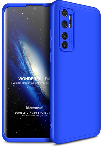 Xiaomi Mi Note 10 Lite Kılıf Double Dip 360 Protective Mavi