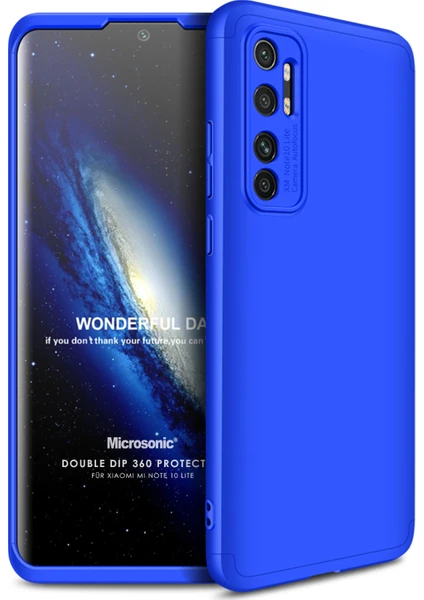 Xiaomi Mi Note 10 Lite Kılıf Double Dip 360 Protective Mavi