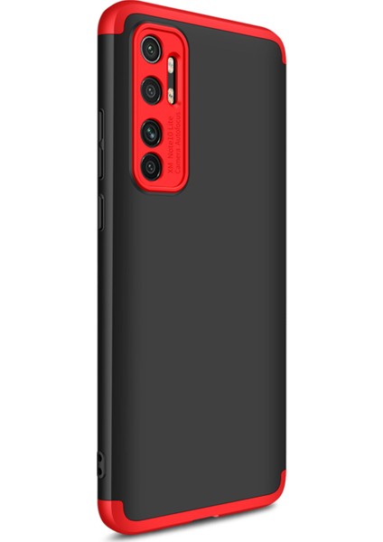 Xiaomi Mi Note 10 Lite Kılıf Double Dip 360 Protective Siyah - Kırmızı