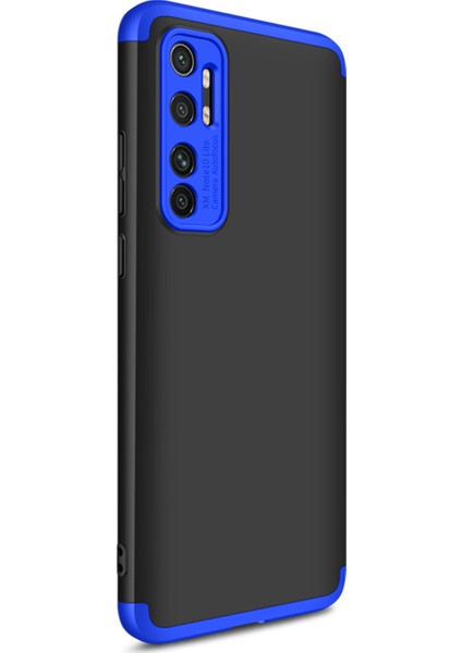 Xiaomi Mi Note 10 Lite Kılıf Double Dip 360 Protective Siyah - Mavi