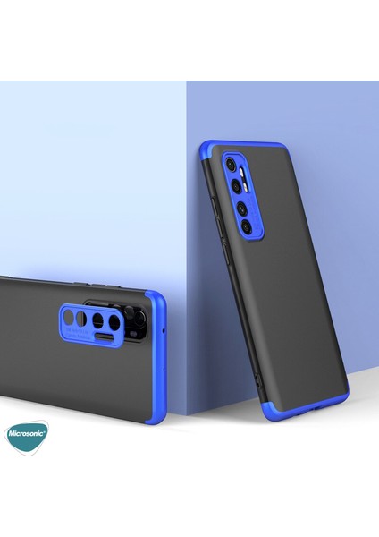 Xiaomi Mi Note 10 Lite Kılıf Double Dip 360 Protective Siyah - Mavi