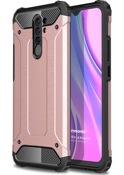 Xiaomi Redmi 9 Kılıf Rugged Armor Rose Gold