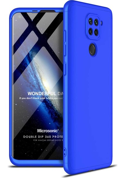 Xiaomi Redmi Note 9 Kılıf Double Dip 360 Protective Mavi