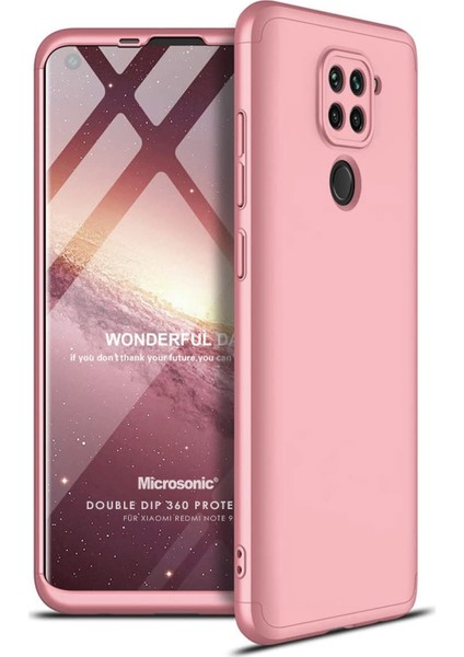 Xiaomi Redmi Note 9 Kılıf Double Dip 360 Protective Rose Gold
