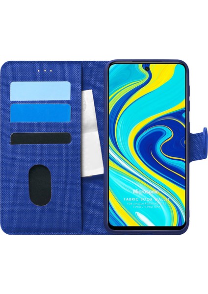 Xiaomi Redmi Note 9 Pro Kılıf Fabric Book Wallet Lacivert