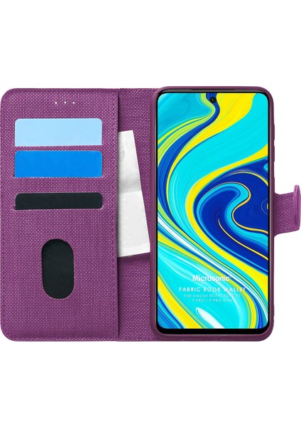 Xiaomi Redmi Note 9 Pro Kılıf Fabric Book Wallet Mor