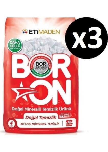 Doğal Mineralli Temizlik Ürünü Doğal Temizlik Beyazlar 4 kg x 3 Adet (78 Yıkama)