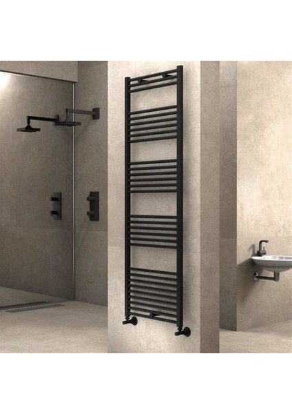 Banyo ve Mutfak Için Havlupan 600 x 1800 mm Düz Mat Siyah