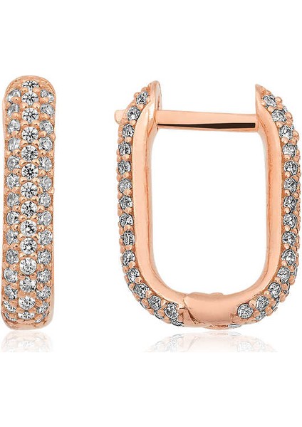 Gümüş Çift Taraflı Beyaz Taşlı J Bayan Küpe