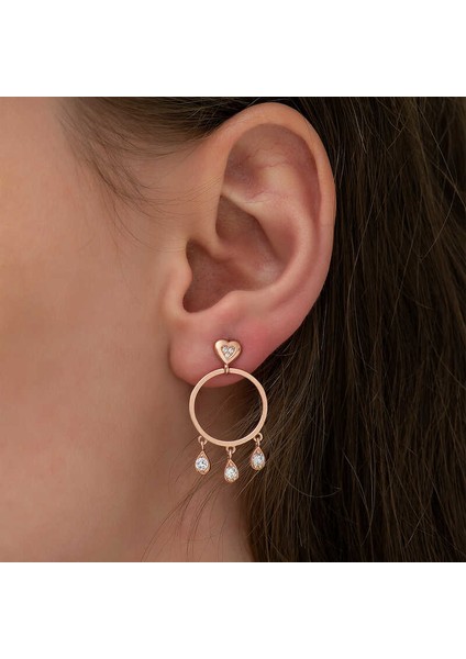 Gümüş Kalp Detaylı Halka Bayan Küpe fiyatları