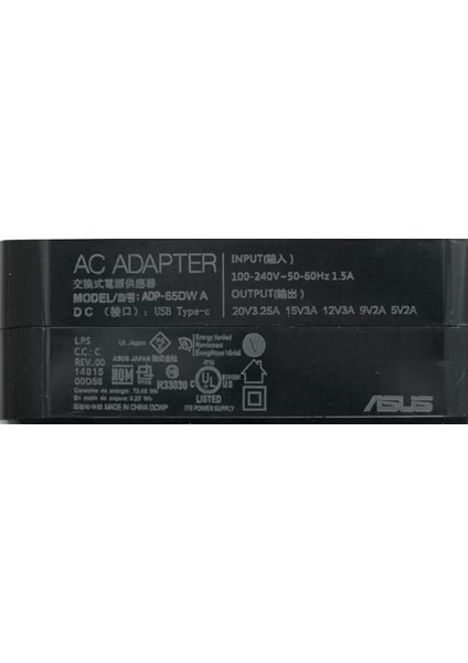 65W Type C ADP-65SD B, ADP-65JW C Şarj Adaptörü