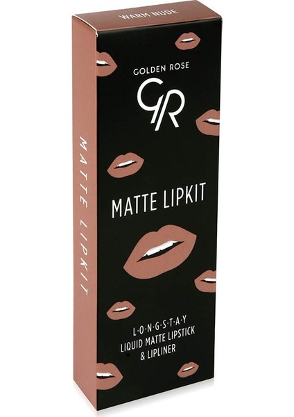 Golden Rose Matte Lip Kit - Warm Nude - Likit Mat Ruj & Dudak Kalemi - 8691190433406